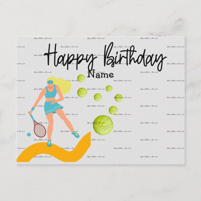 Carte Postale Tennis Player joue à Happy Birthday Postcard (Devant)