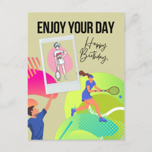 Carte Postale Tennis profitez de votre journée joyeux anniversai