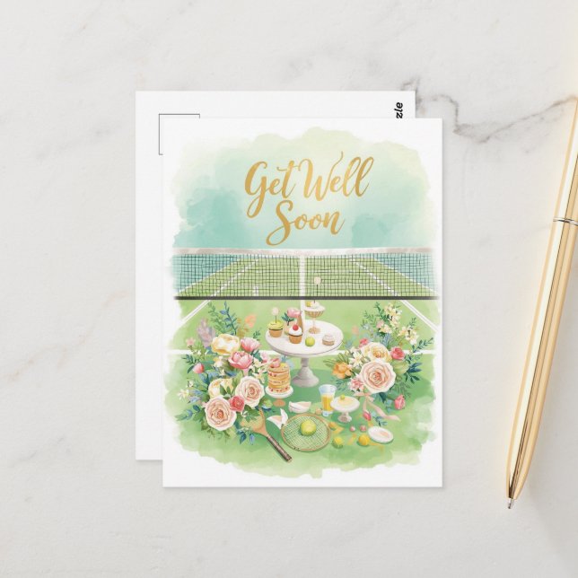 Carte Postale Tennis Prompt rétablissement  (Devant/Arrière en situation)