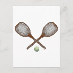 Carte Postale tennis Raquette vintage et balle