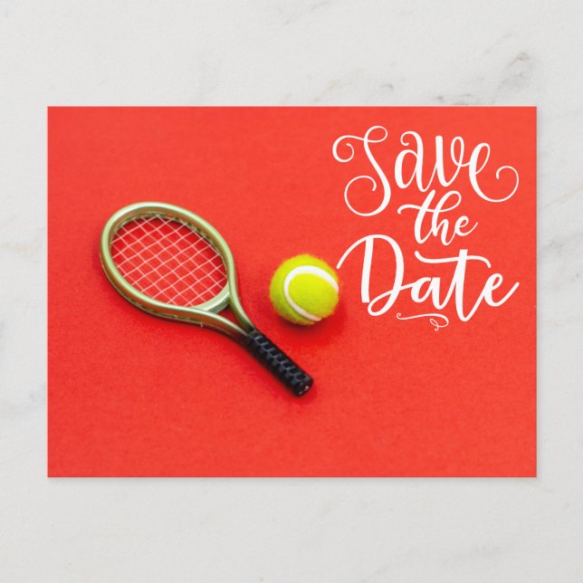 Carte Postale Tennis Sauvez la date pour l'invitation de la fête (Devant)