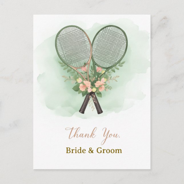 Carte Postale Tennis Wedding Thank You Card  (Devant)