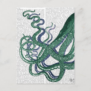 Carte Postale Tentacles de pieuvre vert et bleu