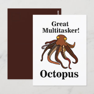 Carte Postale Tentacules de Pieuvre Multitâche Drôle 