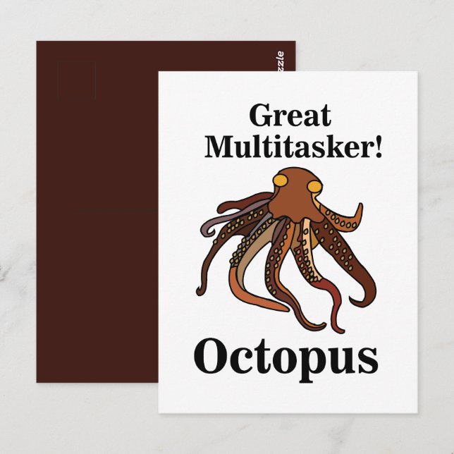 Carte Postale Tentacules de Pieuvre Multitâche Drôle  (Devant / Derrière)