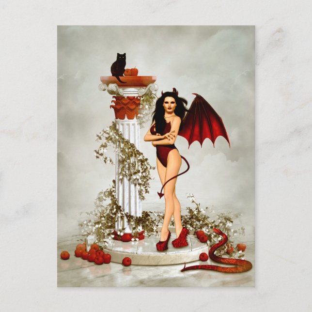Carte Postale Tentation de fille diabolique gothique (Devant)