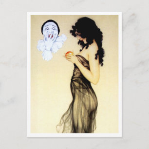 Carte Postale Tentation - de la série d'amour de Pierrot