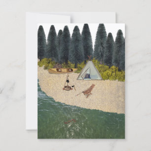 Carte Postale Tente Camping au bord de la rivière