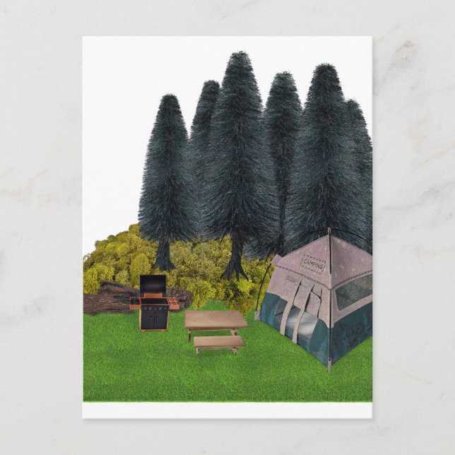 Carte Postale Tente Camping en Forêt (Devant)