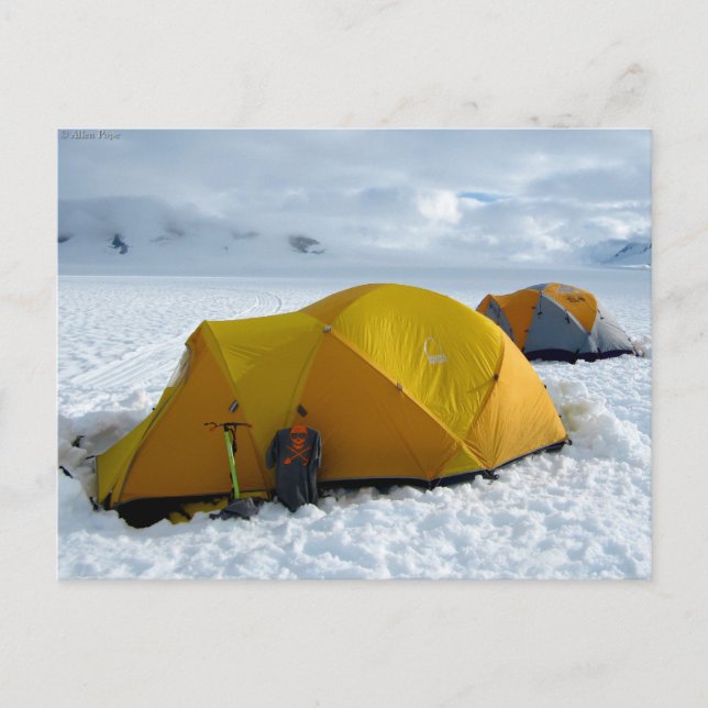 Carte Postale Tente Camping sur le champ de glace Juneau, Alaska (Devant)