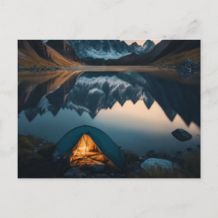 Carte Postale Tente, Montagnes et Art Thématique de Camping au L