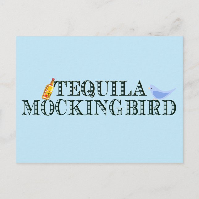 Carte Postale Tequila Mockingbird drôle Livre Lover Pun bleu (Devant)