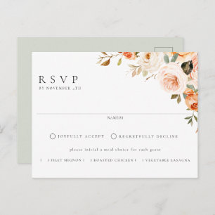 Carte Postale Terme Automne Floral Repas Choix Mariage RSVP