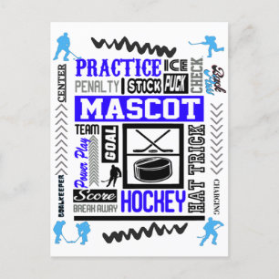 Carte Postale Terminologie du hockey sur glace masculin en bleu
