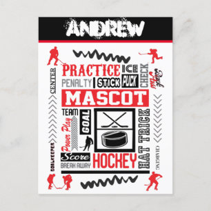 Carte Postale Terminologie personnalisée du hockey sur glace pou