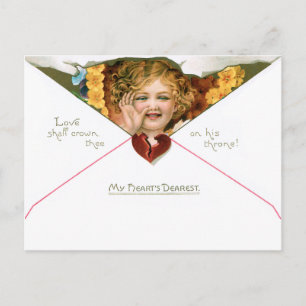 Carte Postale Téroube vintage Valentine aux fleurs jaunes