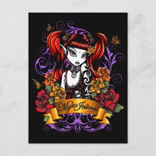 Carte Postale Terra Rose Gothique Tatouage Imaginaire Fae