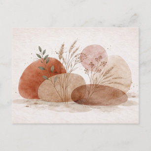 Carte Postale Terracotta Boho Abstrait Botanique Aquarelle 