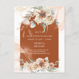 Carte Postale Terracotta Florale Pampas Grass RSVP MARIAGE Postc