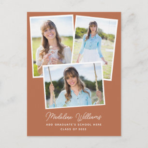 Carte Postale Terracotta moderne Multi Photo Graduation