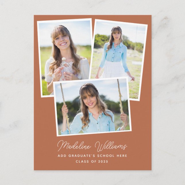 Carte Postale Terracotta moderne Multi Photo Graduation (Devant)