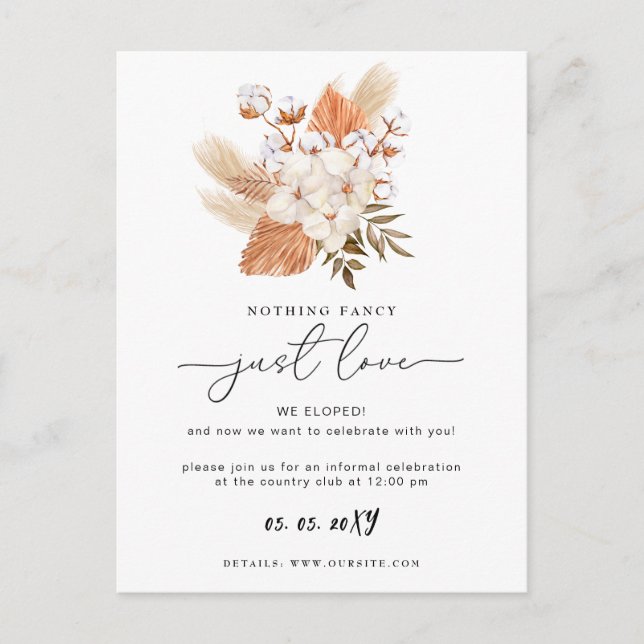 Carte Postale Terracotta Pampas Rustique Réception de mariage en (Devant)