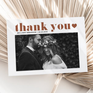 Carte Postale Terracotta Retro Typographie Mariage Merci