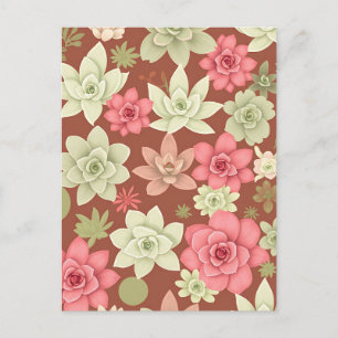 Carte Postale Terracotta Rose Poussiéreuse Succulente Echeveria