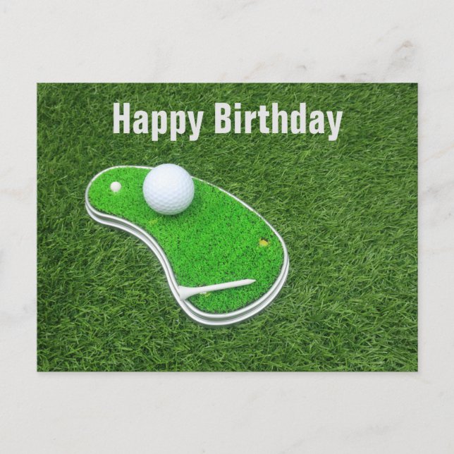 Carte Postale Terrain de golf avec tee on green grass arrière -  (Devant)