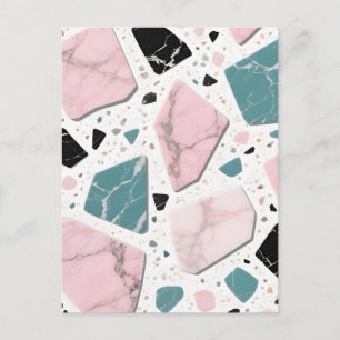 Carte Postale Terrazzo Marbre Pastel Rose Sarcelle Moderne
