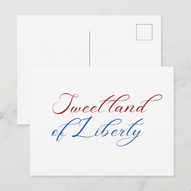 Carte Postale Terre de liberté douce minimale 4 juillet Amérique (Devant / Derrière)