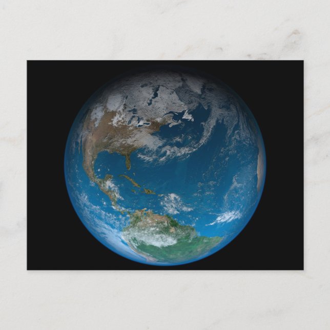 Carte Postale Terre entière avec l'Amérique du Nord et du Sud. (Devant)