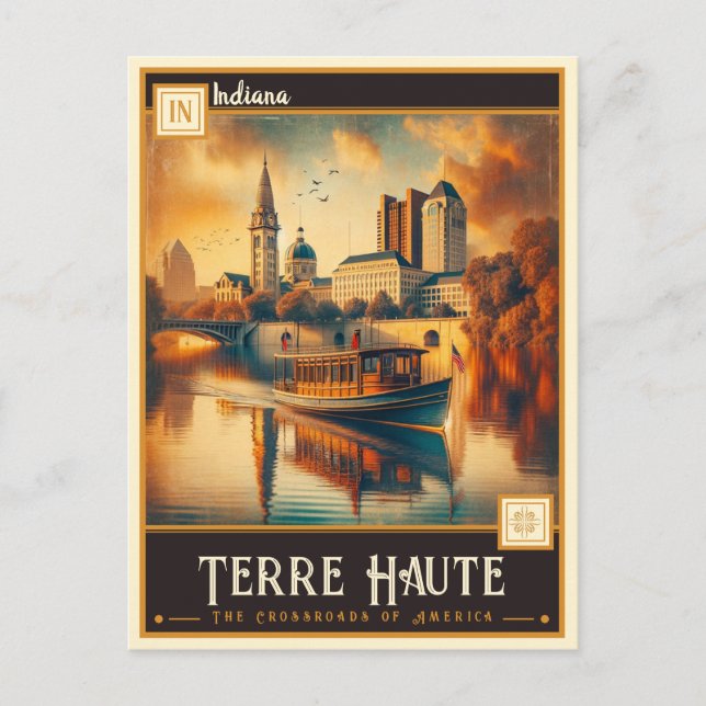 Carte Postale Terre Haute, Indiana | VINTAGE (Devant)
