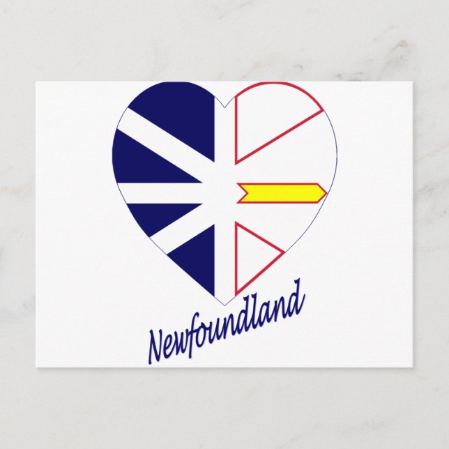 Carte Postale Terre-Neuve Coeur drapeau avec nom (Devant)