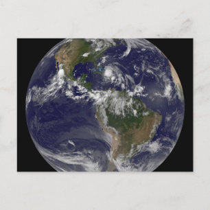 Carte Postale Terre Pleine Avec L'Ouragan Irène Au-Dessus Des Ba