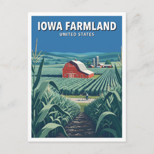 Carte Postale Terres Agricoles de l'Iowa, États-Unis Voyage à Bo