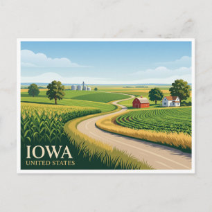 Carte Postale Terres agricoles et campagne rurale de l'Iowa Ames