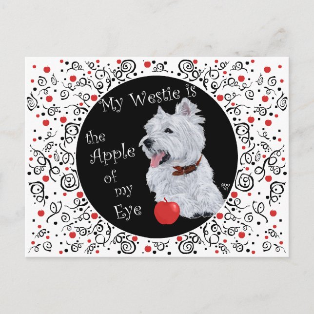 Carte Postale Terrier Blanc de West Highland Pomme de mon Oeil (Devant)