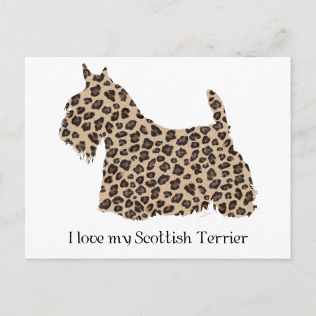 Carte Postale Terrier Écossais Impression Guépard (Devant)