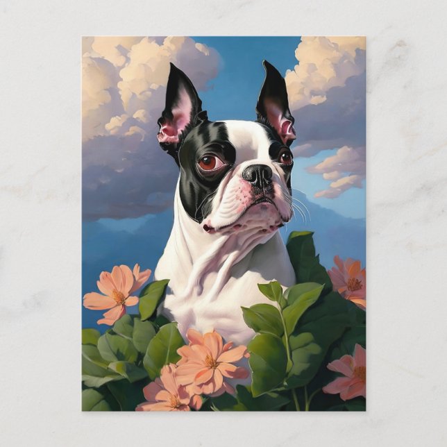 Carte Postale terrier en fleurs (Devant)