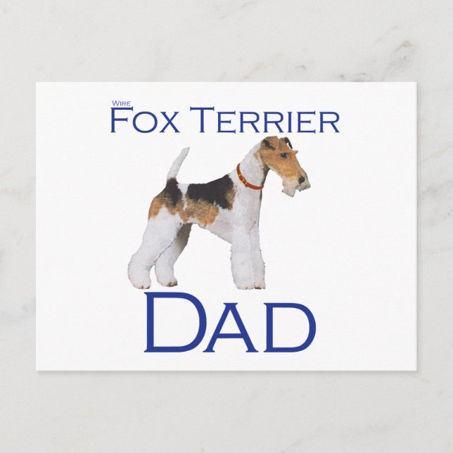 Carte Postale Terrier Fox à poil dur Fête des Pères (Devant)