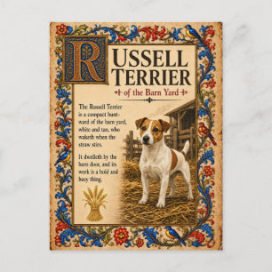 Carte Postale Terrier Russell, Art du Bestiaire Médiéval