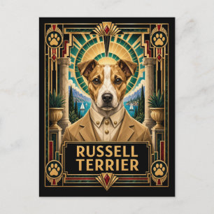 Carte Postale Terrier Russell, Chien Art Déco