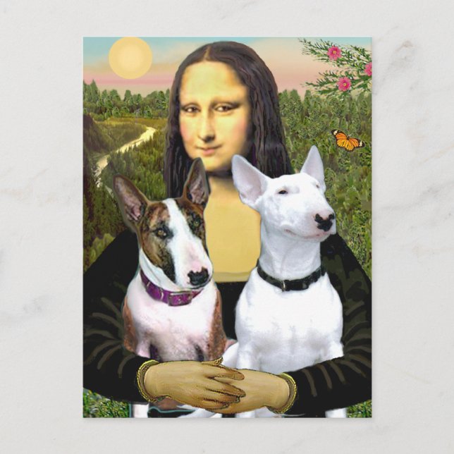 Carte Postale Térriers Bull (Deux) - Mona Lisa (Devant)