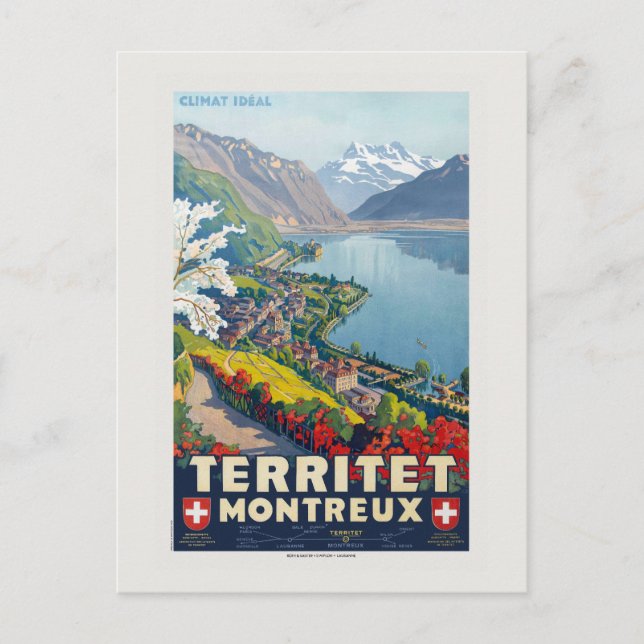 Carte Postale Territet Montreux Poster vintage 1924 (Devant)