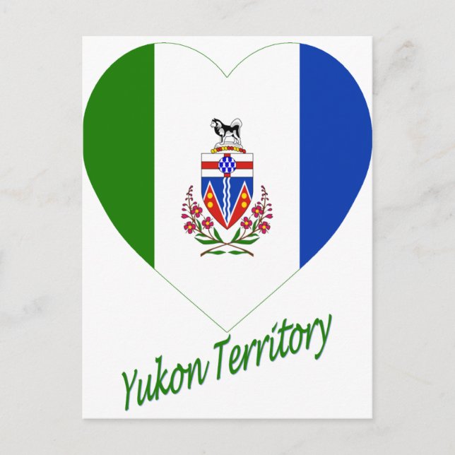 Carte Postale Territoire du Yukon Indicateur Coeur avec nom (Devant)