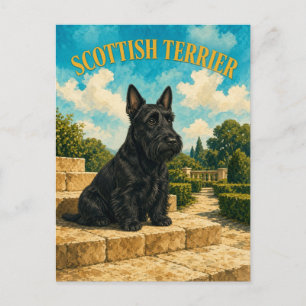 Carte Postale Tervueren écossais, Art de chien à l'aquarelle vin