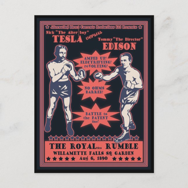 Carte Postale Tesla c. Edison (Devant)