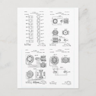 Carte Postale Tesla Elecro-Magnet Motor Patent US381968 p 1-4