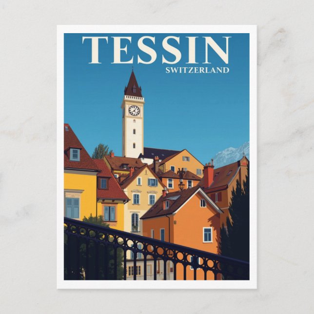 Carte Postale Tessin Switzerland Travel Poster (Devant)